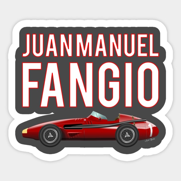 Maserati 250 F - Juan Manuel Fangio Illustration Sticker by Burro Wheel